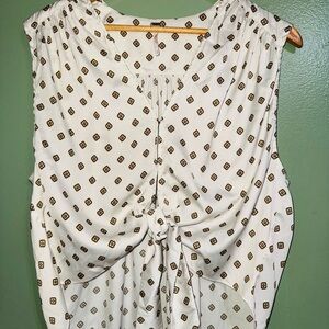 Free peopleElegant White and Gold Patterned Women's Top
